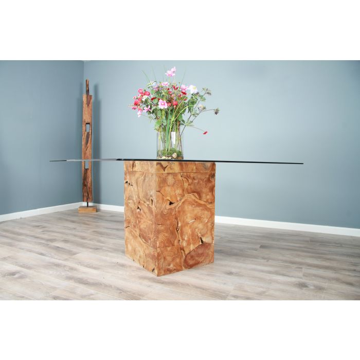 1.4m Reclaimed Teak Root Block Square Dining Table - 5