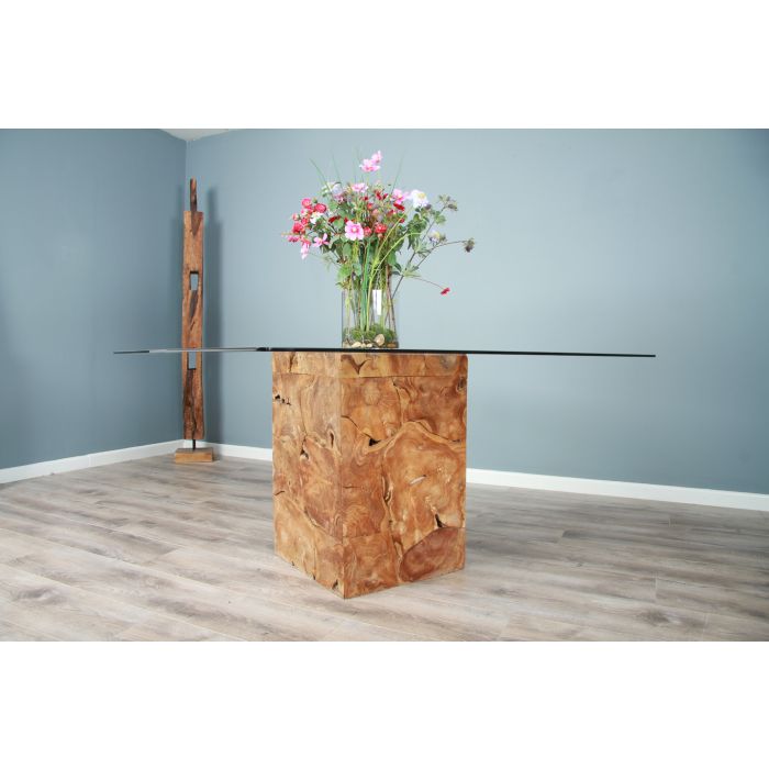 1.4m Reclaimed Teak Root Block Square Dining Table - 6