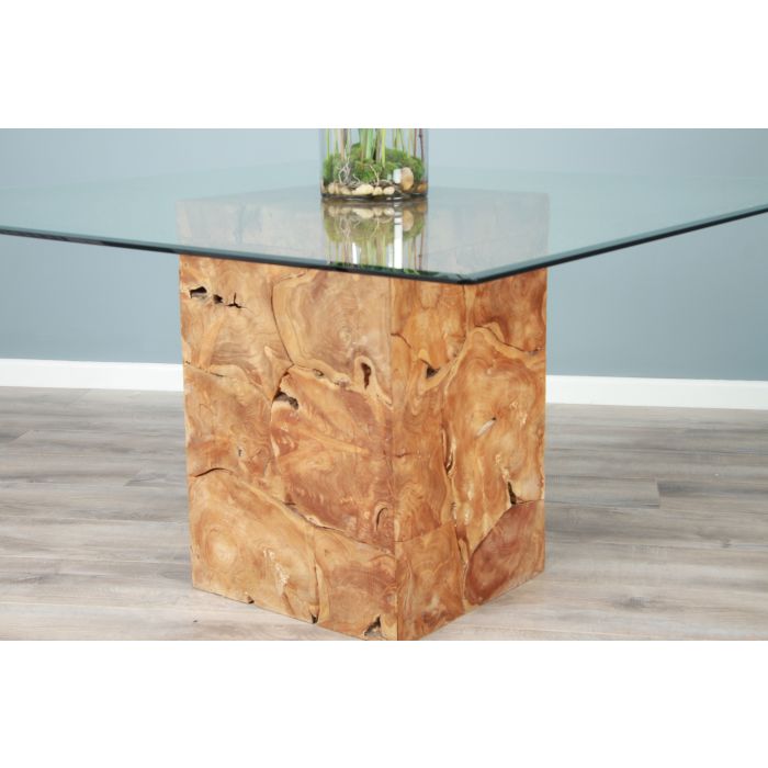 1.4m Reclaimed Teak Root Block Square Dining Table - 2