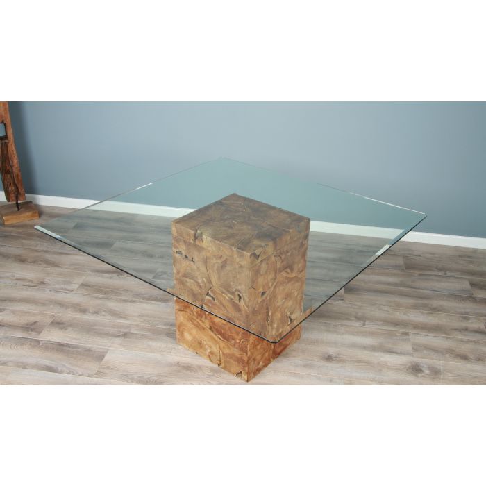 1.4m Reclaimed Teak Root Block Square Dining Table - 3