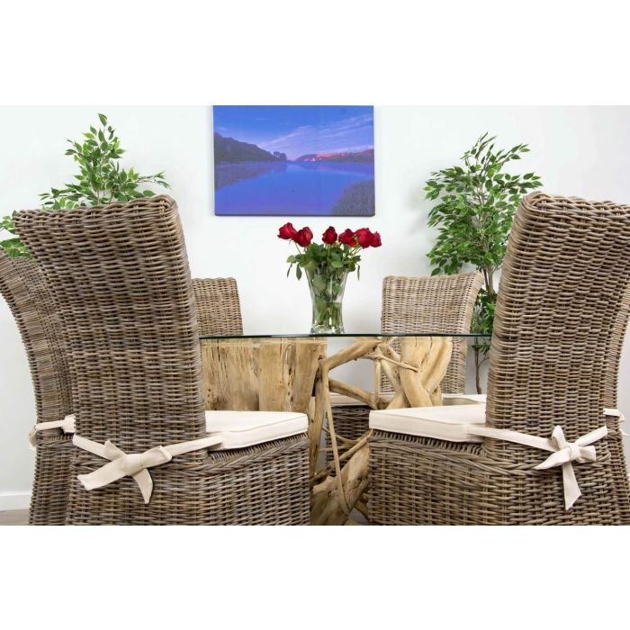 1.5m Java Root Circular Dining Table with 6 Latifa Chairs - 3