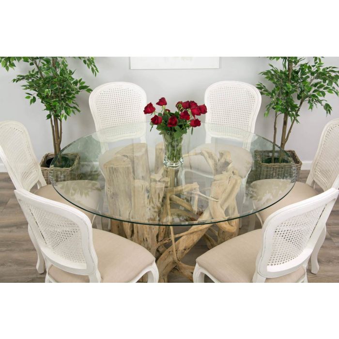 1.5m Java Root Circular Dining Table with 6 Murano Dining Chairs - 2