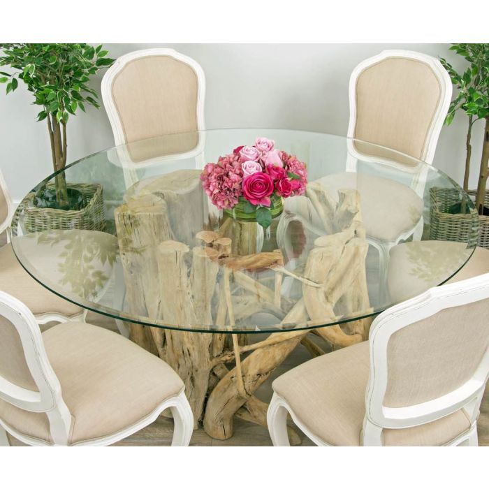 1.5m Java Root Circular Dining Table with 6 Paloma Dining Chairs - 1