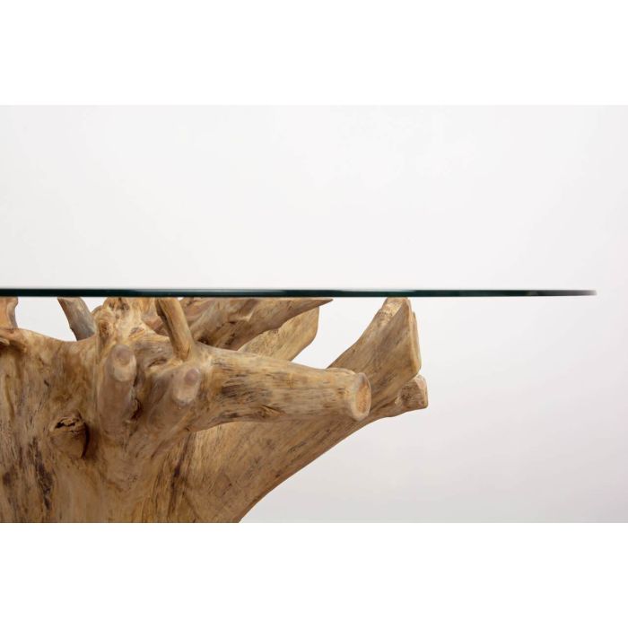 1.5m Reclaimed Teak Flute Root Circular Dining Table with 6 Santos Chairs - 13