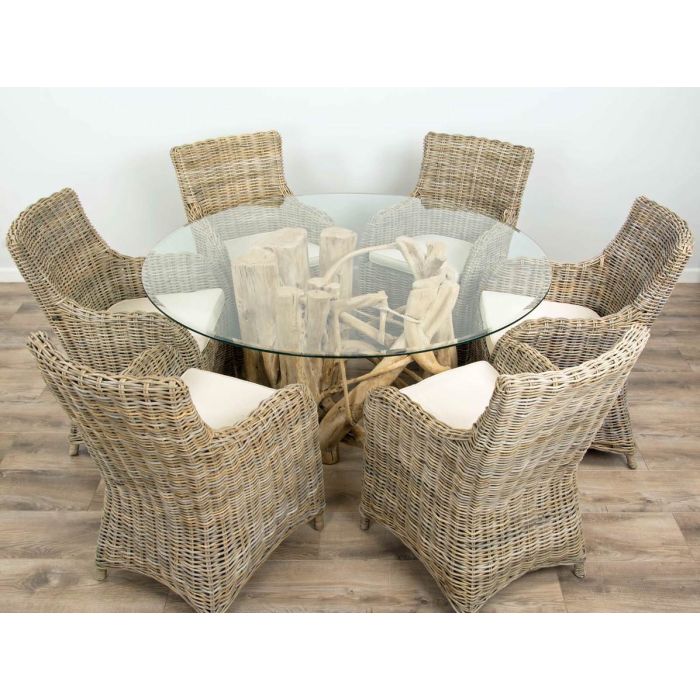 1.5m Java Root Circular Dining Table with 6 Donna Chairs - 4