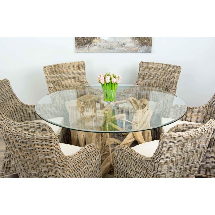 1.5m Java Root Circular Dining Table with 6 Donna Chairs - 3
