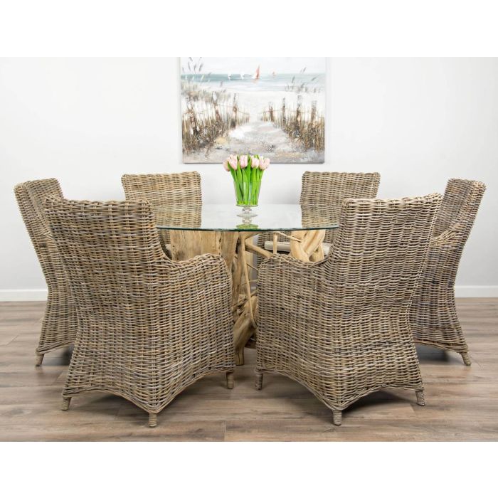 1.5m Java Root Circular Dining Table with 6 Donna Chairs - 2