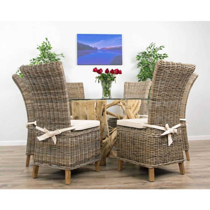 1.5m Java Root Circular Dining Table with 6 Latifa Chairs - 4