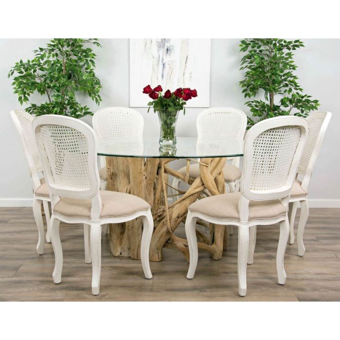 1.5m Java Root Circular Dining Table with 6 Murano Dining Chairs - 3