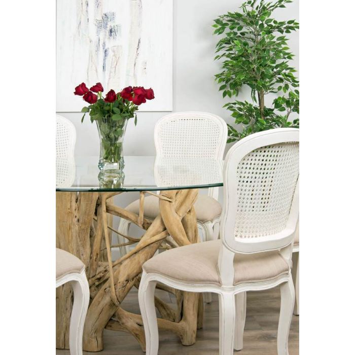 1.5m Java Root Circular Dining Table with 6 Murano Dining Chairs - 1