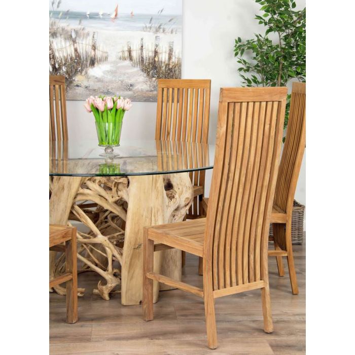 1.5m Java Root Circular Dining Table with 6 Vikka Chairs - 5