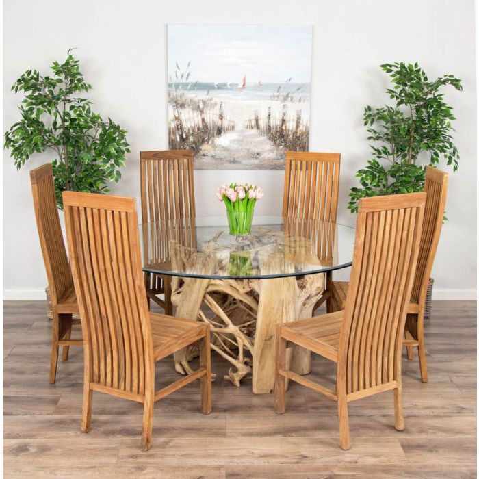 1.5m Java Root Circular Dining Table with 6 Vikka Chairs - 4