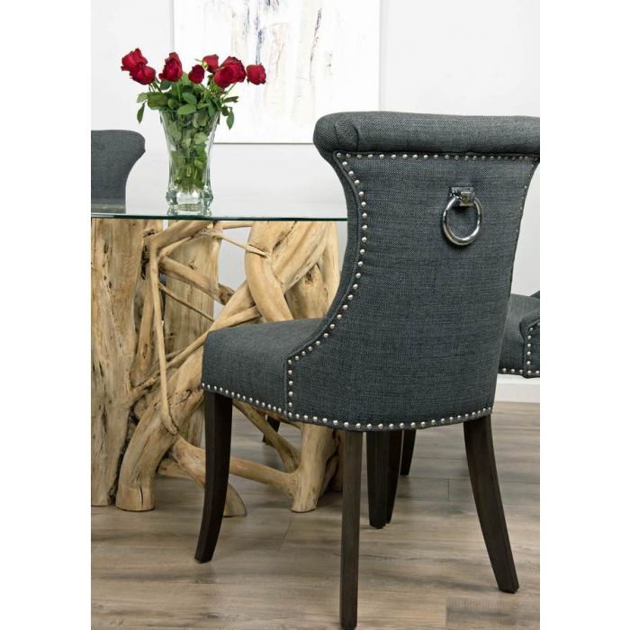 1.5m Java Root Circular Dining Table with 6 Dove Grey Windsor Ring Back Dining Chairs  - 5