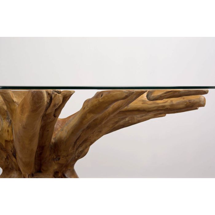 1.5m Reclaimed Teak Root Circular Dining Table with 6 Stackable Zorro Chairs  - 15