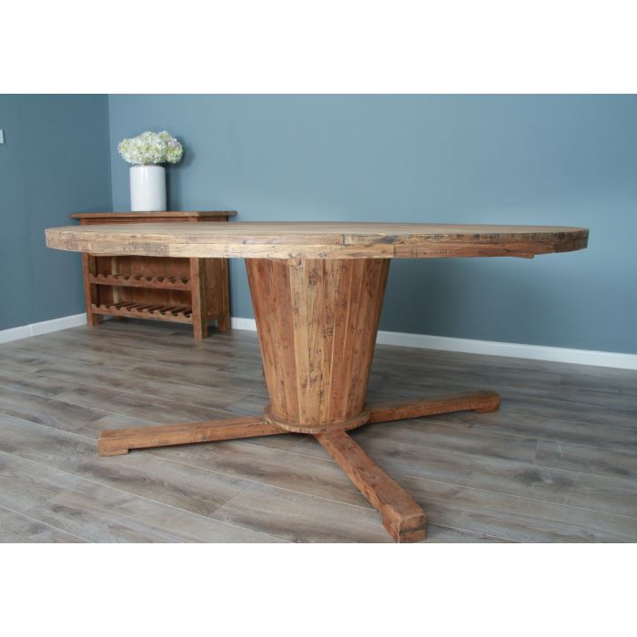 1.8m Reclaimed Teak Character Dining Table with 8 Stackable Zorro Chairs - 7