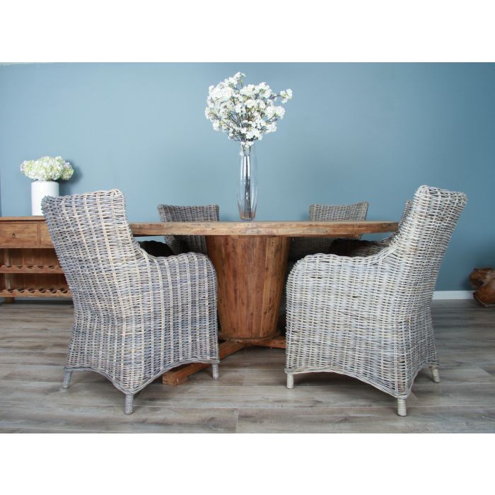 1.8m Reclaimed Teak Character Dining Table with 6 or 8 Donna Chairs - 4