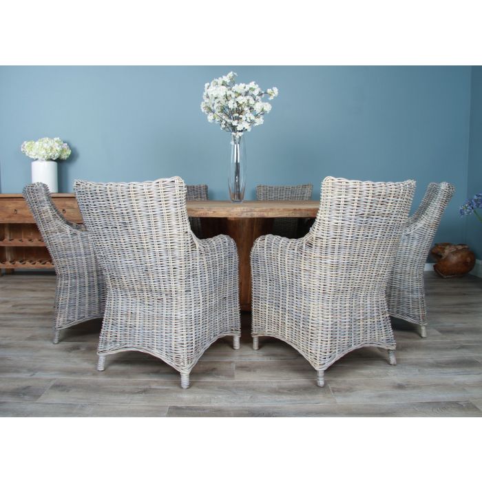 1.8m Reclaimed Teak Character Dining Table with 6 or 8 Donna Chairs - 6