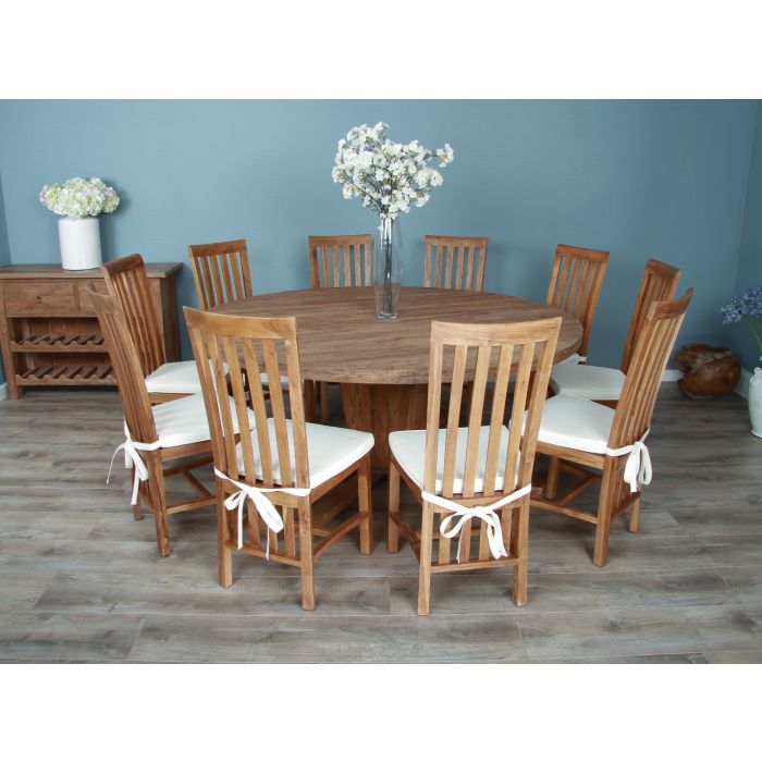 1.8m Reclaimed Teak Character Dining Table with 8 or 10 Santos Chairs - 1