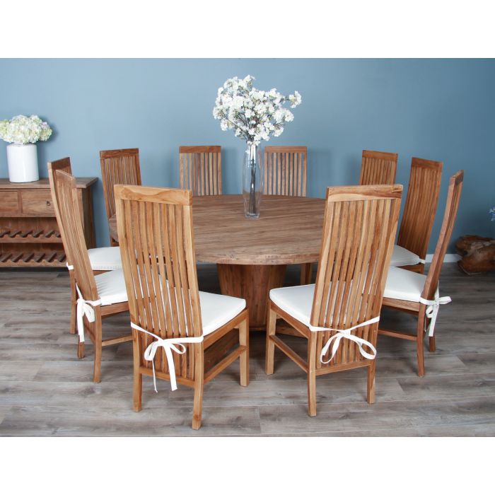 1.8m Reclaimed Teak Character Dining Table with 8 or 10 Vikka Chairs - 1
