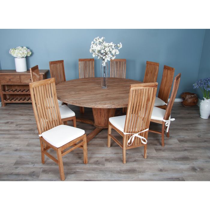 1.8m Reclaimed Teak Character Dining Table with 8 or 10 Vikka Chairs - 9