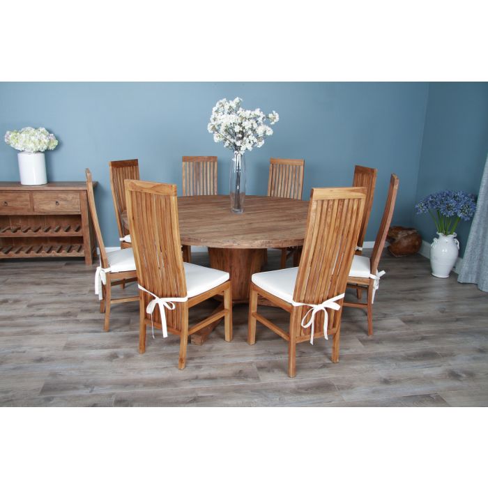 1.8m Reclaimed Teak Character Dining Table with 8 or 10 Vikka Chairs - 3