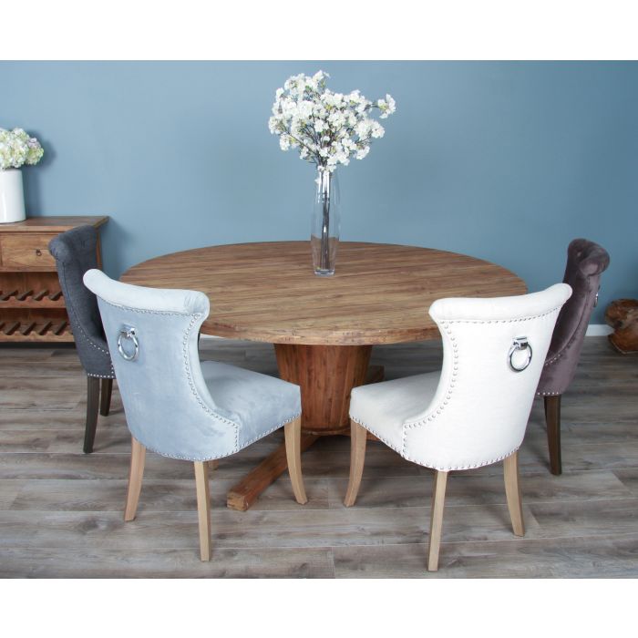 1.8m Reclaimed Teak Character Dining Table with 8 Windsor Ring Back Chairs - 9