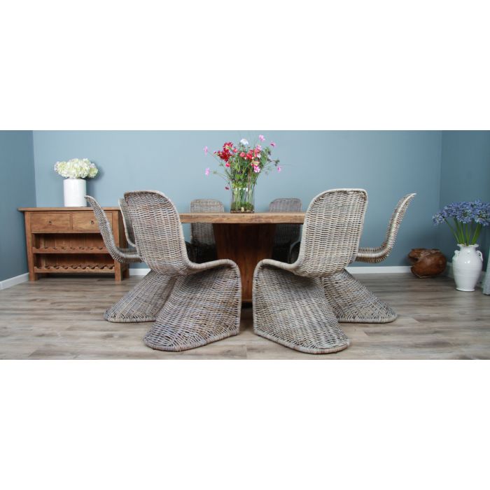1.8m Reclaimed Teak Character Dining Table with 8 Stackable Zorro Chairs - 3