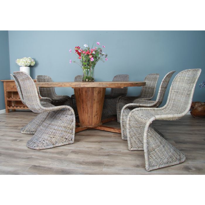 1.8m Reclaimed Teak Character Dining Table with 8 Stackable Zorro Chairs - 5