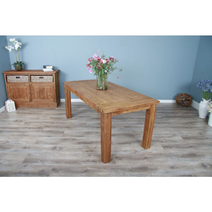 1.8m Reclaimed Teak Taplock Dining Table with 2 Backless Benches - 6