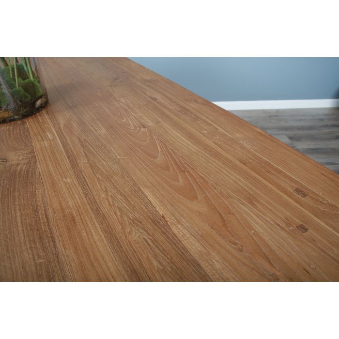 2m Reclaimed Teak Taplock Dining Table with 2 Backless Benches - 11