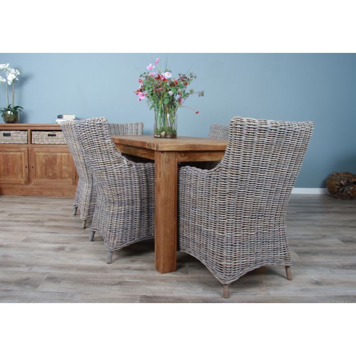 2m Reclaimed Teak Taplock Dining Table with 6 Donna Chairs - 2