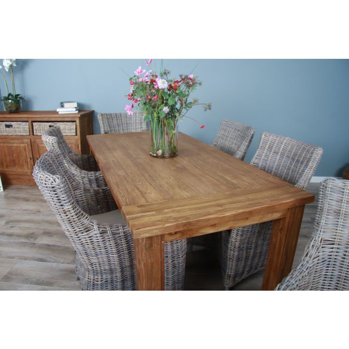 1.8m Reclaimed Teak Taplock Dining Table with 6 Donna Chairs - 3