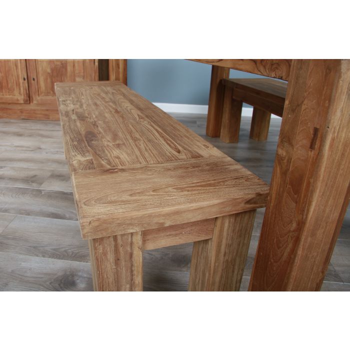 2m Reclaimed Teak Taplock Dining Table with 2 Backless Benches - 6