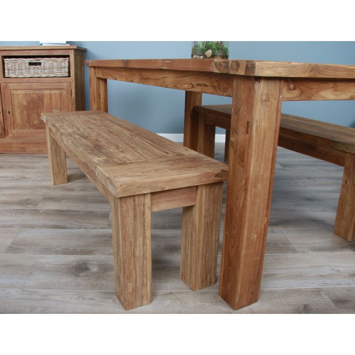 1.8m Reclaimed Teak Taplock Dining Table with 2 Backless Benches - 12