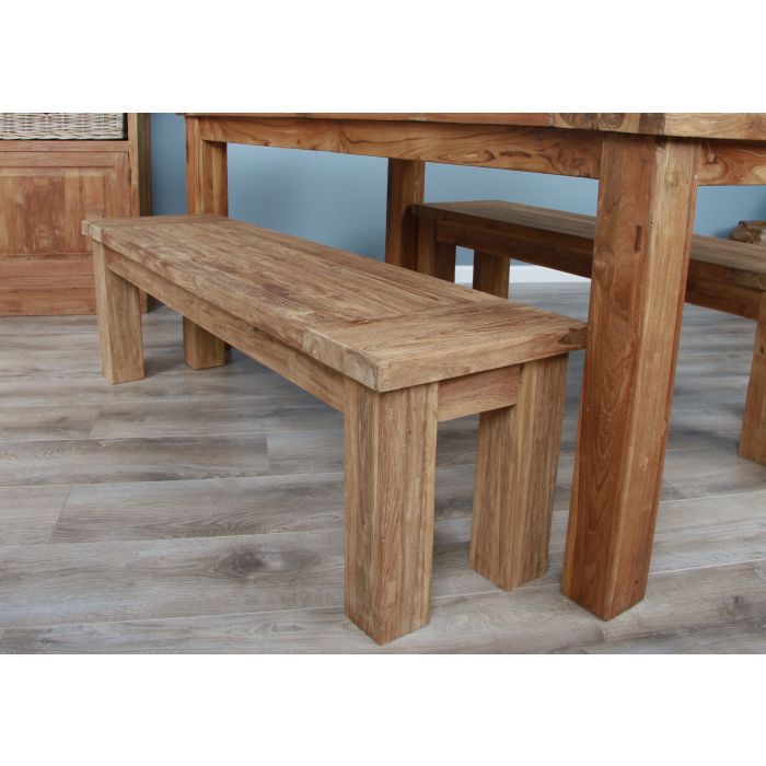 1.8m Reclaimed Teak Taplock Dining Table with 2 Backless Benches - 13