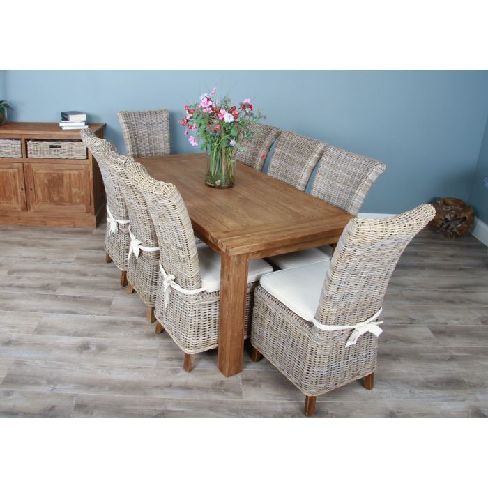 1.8m Reclaimed Teak Taplock Dining Table with 6 or 8 Latifa Chairs - 2