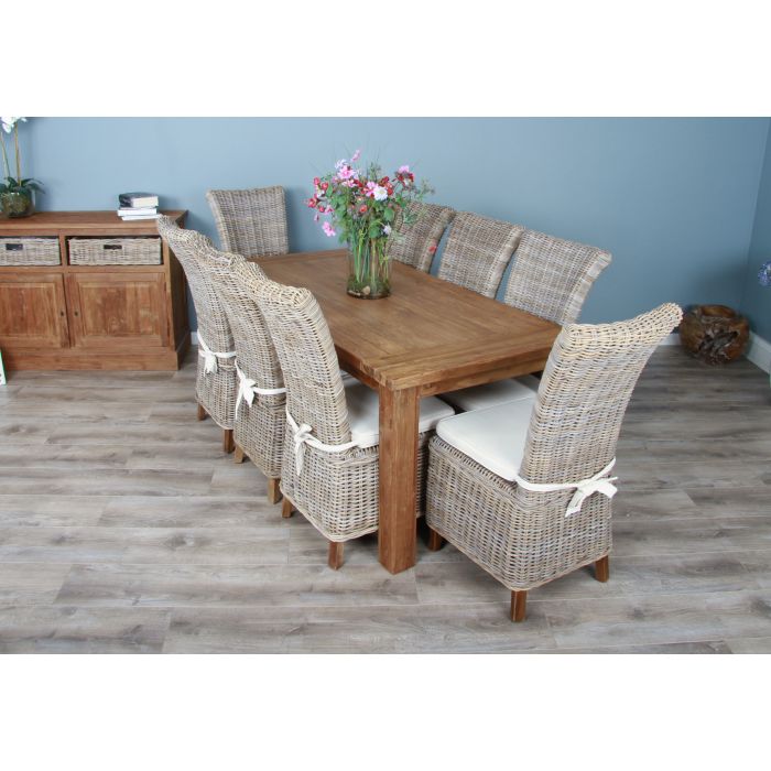 2m Reclaimed Teak Taplock Dining Table with 8 Latifa Chairs - 2