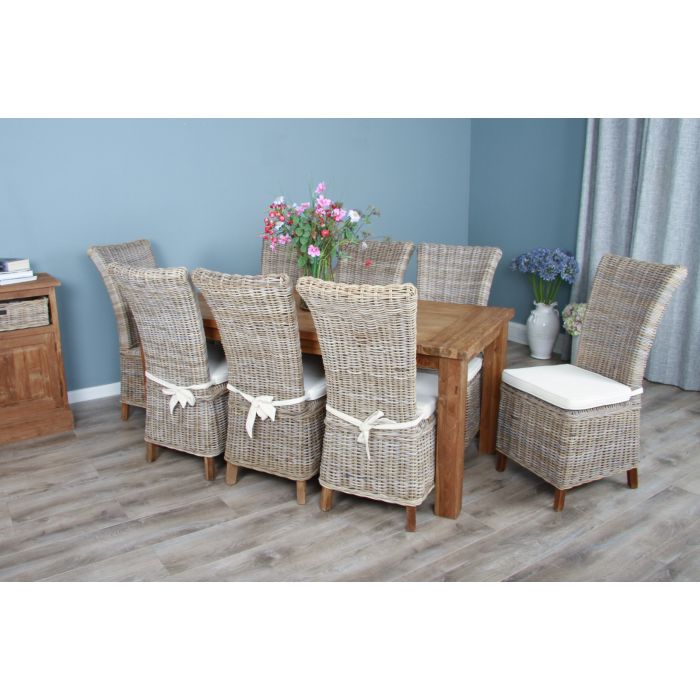 1.8m Reclaimed Teak Taplock Dining Table with 6 or 8 Latifa Chairs - 6