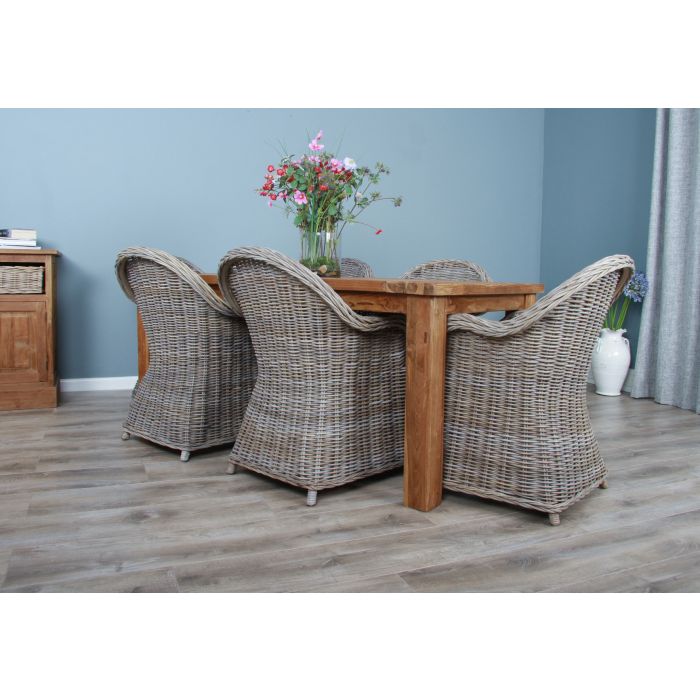 1.8m Reclaimed Teak Taplock Dining Table with 6 Riviera Chairs - 8