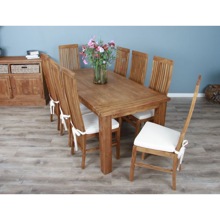 2m Reclaimed Teak Taplock Dining Table with 8 Vikka Chairs - 2