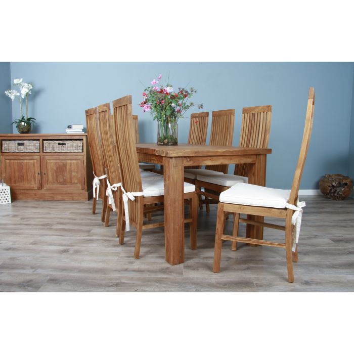2m Reclaimed Teak Taplock Dining Table with 8 Vikka Chairs - 3
