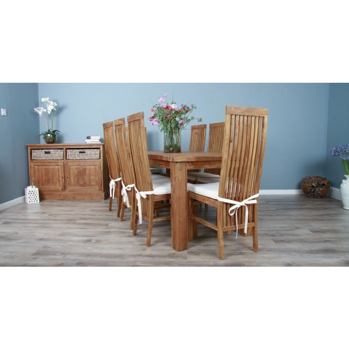 2m Reclaimed Teak Taplock Dining Table with 8 Vikka Chairs - 4