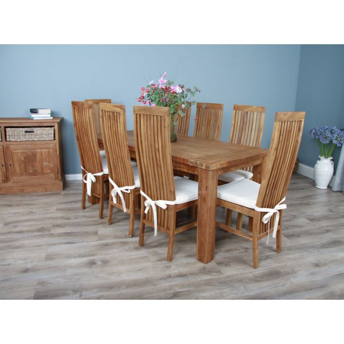 1.8m Reclaimed Teak Taplock Dining Table with 6 or 8 Vikka Chairs - 5