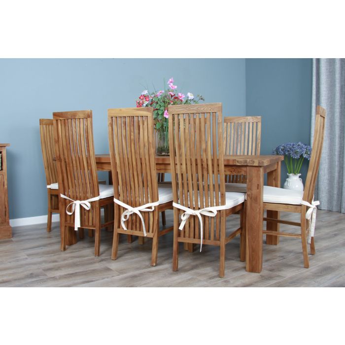 2m Reclaimed Teak Taplock Dining Table with 8 Vikka Chairs - 1