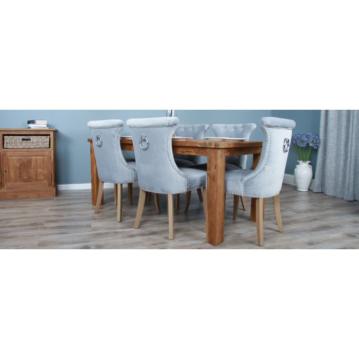 1.8m Reclaimed Teak Taplock Dining Table with 6 Windsor Ring Back Chairs  - 5