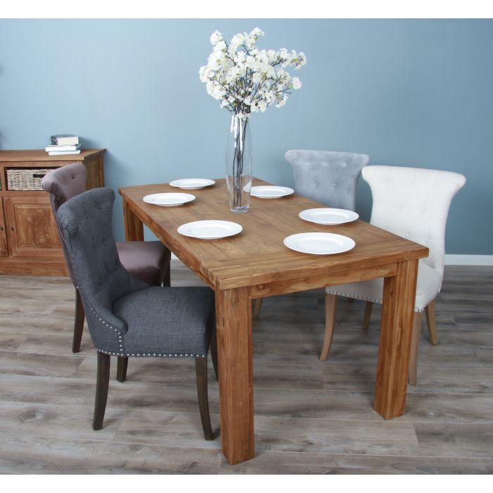 1.8m Reclaimed Teak Taplock Dining Table with 6 Windsor Ring Back Chairs  - 7