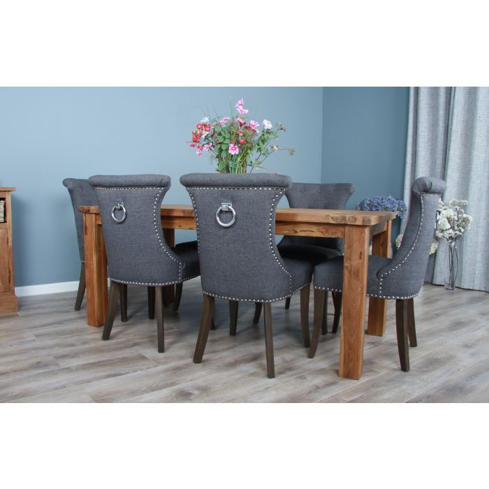 1.8m Reclaimed Teak Taplock Dining Table with 6 Windsor Ring Back Chairs  - 13