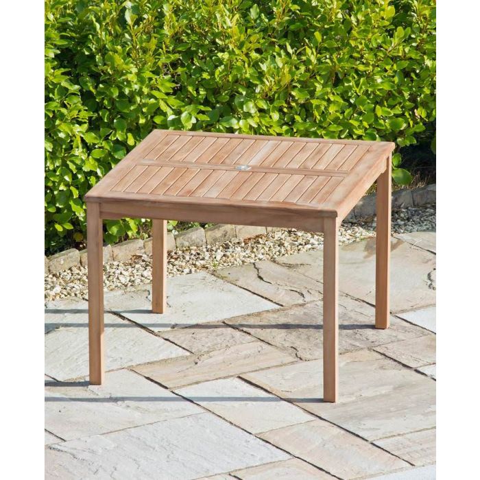 1m Teak Square Fixed Table - 1