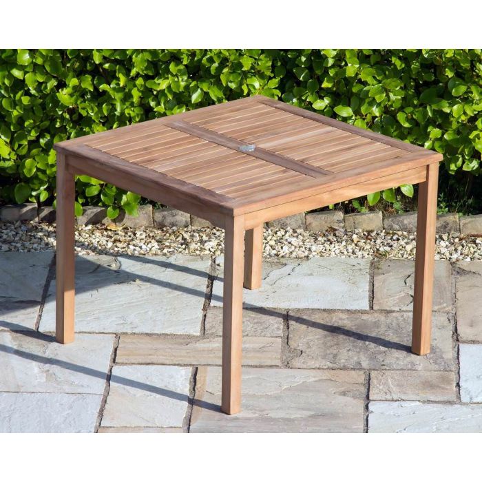 1m Teak Square Fixed Table - 4