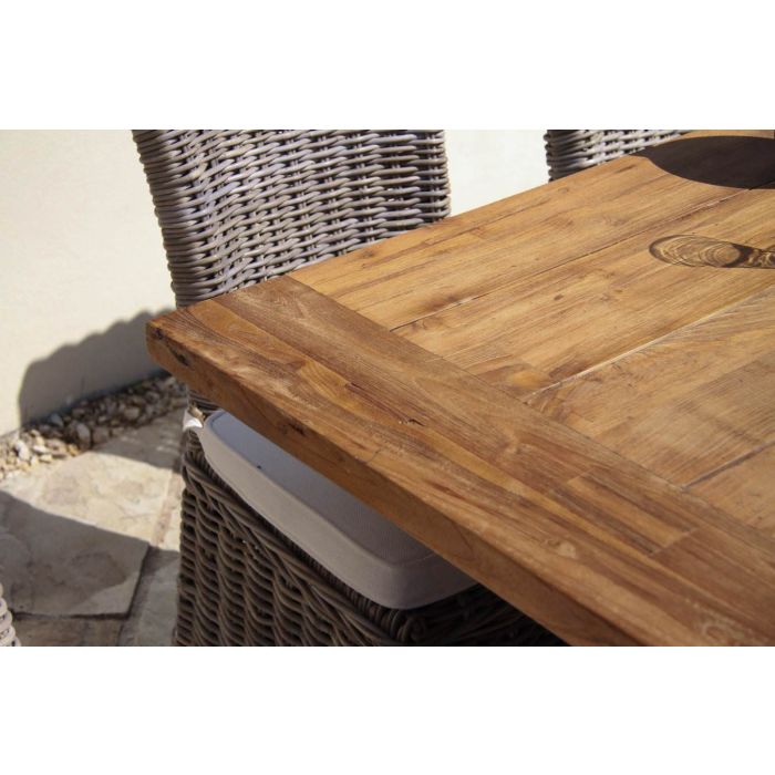 2m Reclaimed Teak Outdoor Open Slatted Cross Leg Table with 8 Latifa Chairs - 4
